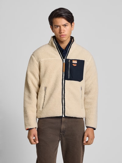 Superdry Fleecejack met opstaande kraag en ritszakken Beige - 4