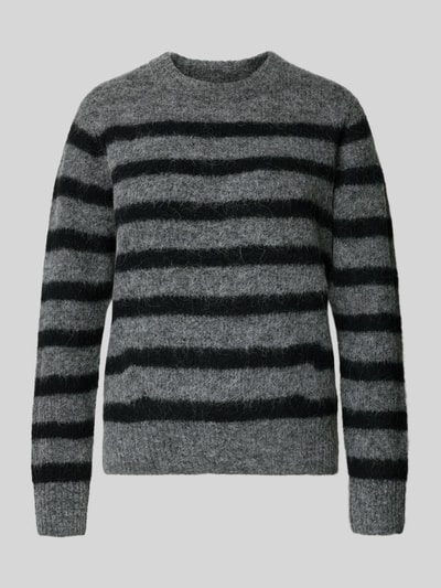 MOS MOSH Sweter z dzianiny z okrągłym dekoltem model ‘THORA’ Ciemnoszary 2