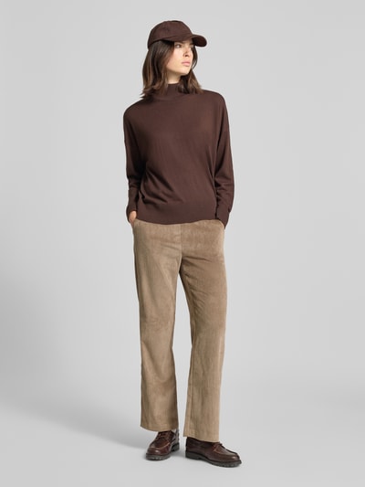 ZABAIONE Flared Fit Stoffhose in Cord-Optik Modell 'Magdalene' Taupe 1