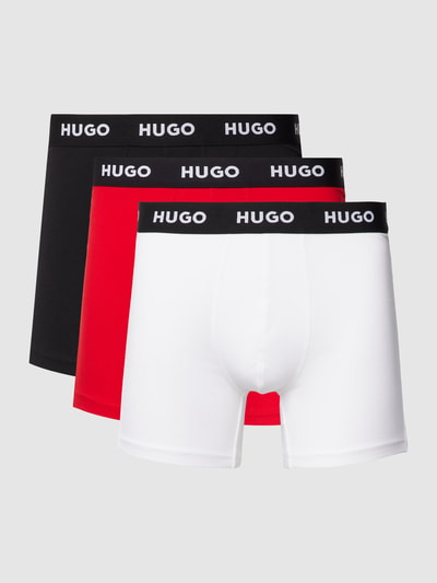 HUGO Boxershort met elastische band met logo in een set van 3 stuks Rood - 1
