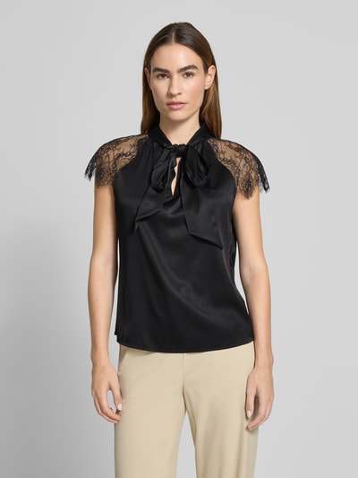 Marc Cain Slim fit blouseshirt van zijde met kant Zwart - 4