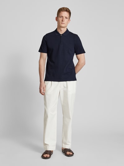 MAERZ Muenchen Regular Fit Poloshirt mit kurzer Reißverschlussleiste Marine 1