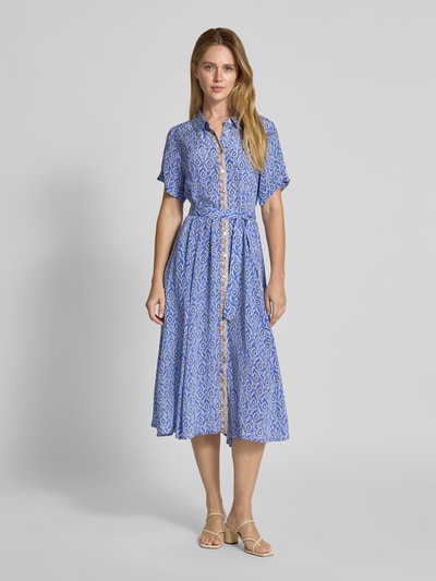 LOLLYS LAUNDRY Hemdblusenkleid aus Viskose mit Bindegürtel Modell 'Blake' Royal 4