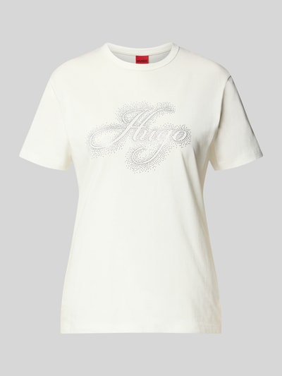 Productfoto, Regular Fit T-Shirt met ronde hals model 'Damacia_10' van HUGO, effen, korte mouw, afgeronde zoom, dames T-shirt