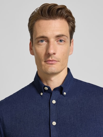 Lindbergh Vrijetijdsoverhemd met button-downkraag Donkerblauw - 3