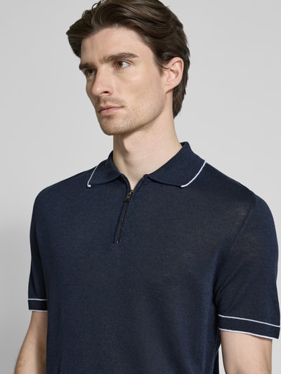 BOSS Regular Fit Poloshirt mit kurzem Reißverschluss Marine 3