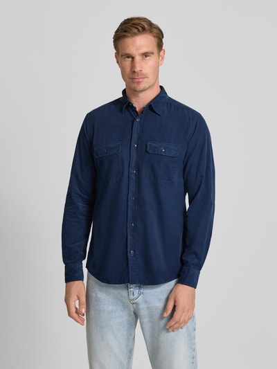 OLYMP Level Five Regular fit ribcordoverhemd met kentkraag Marineblauw - 4