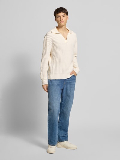 Hugo Blue Oversized Strickpullover aus Baumwoll-Mix Offwhite 1