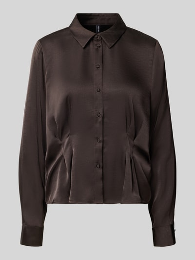 VERO MODA regular fit blouse met lange mouwen in satijnlook model 'MIRO' Chocoladebruin - 1