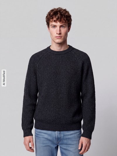 BOSS Orange Regular fit pullover van wolmix model 'Kepler' Zwart - 4