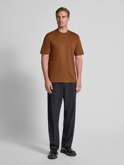 BOSS Regular fit T-shirt van puur katoen, model 'TAUT' Cognac - 1