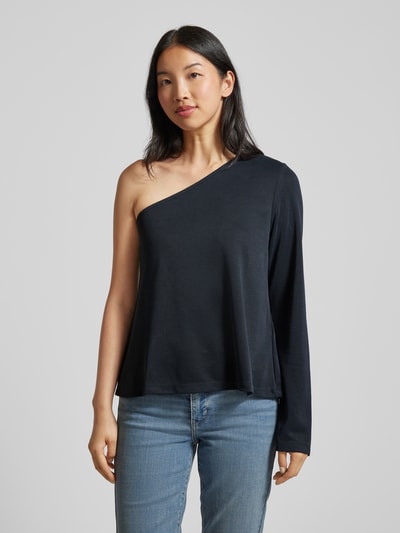 mbyM Shirt met lange mouwen en one shoulder-band, model 'Juni' Zwart - 4