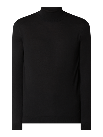 JOOP! Collection Sweter z wywijanym kołnierzem z wełny merino model ‘Donte’ Czarny 2