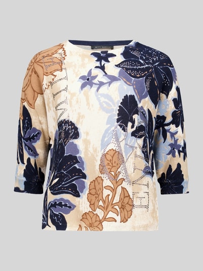 Betty Barclay Relaxed Fit Strickpullover aus Baumwolle mit floralem Muster Beige 2
