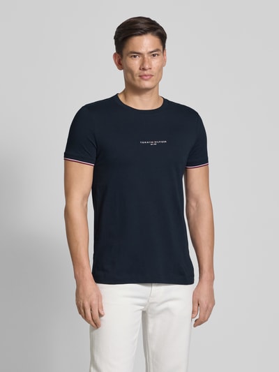 Tommy Hilfiger Slim Fit T-Shirt aus reiner Baumwolle Marine 4