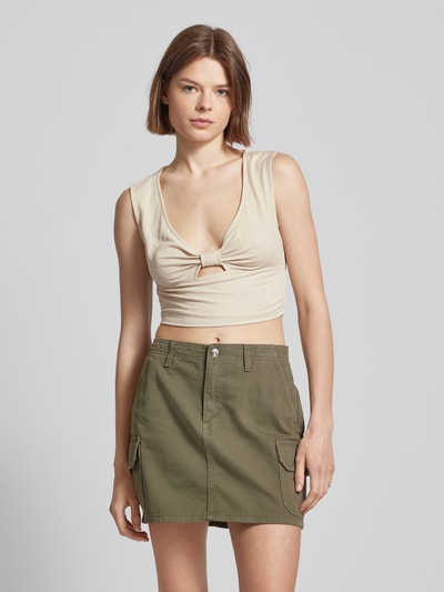 Only Korte top met cut-out, model 'JANY' Beige - 4