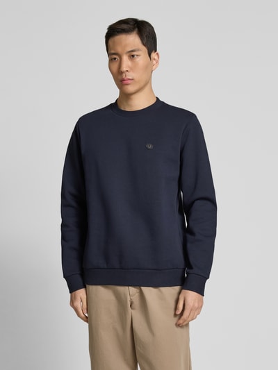 BOSS Sweatshirt met labelbadge, model 'Sharpe' Marineblauw - 4