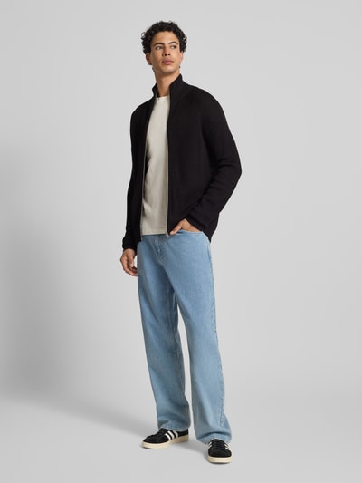 Jack & Jones Kardigan ze stójką i zamkiem błyskawicznym model ‘PANNEL’ Czarny 1