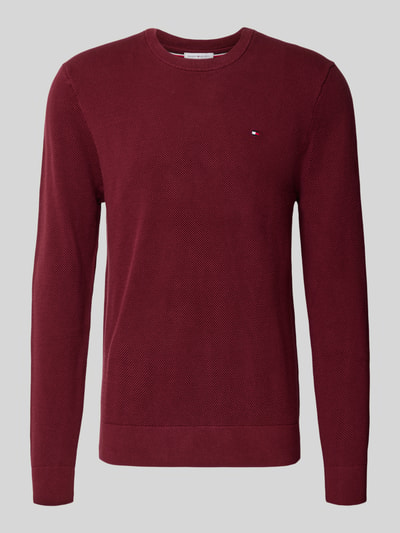 Tommy Hilfiger Regular Fit Pullover aus reiner Baumwolle Bordeaux 1