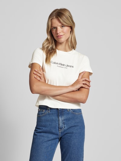 Calvin Klein Jeans T-shirt z nadrukiem z logo Écru 4