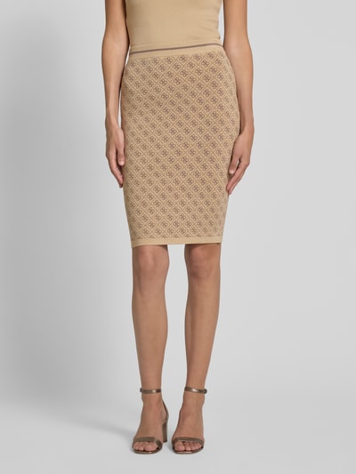 Guess Knielange rok met ribboorden, model 'LISE' Zand - 4