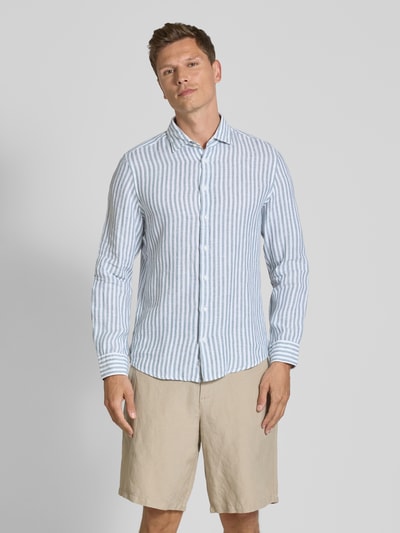 SEIDENSTICKER Koszula jeansowa o kroju slim fit z mieszanki lnu z kołnierzykiem typu kent Zielony 4