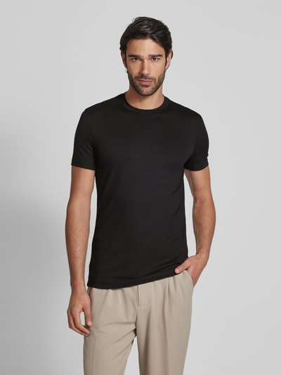 Emporio Armani T-Shirt mit geripptem Rundhalsausschnitt Black 4