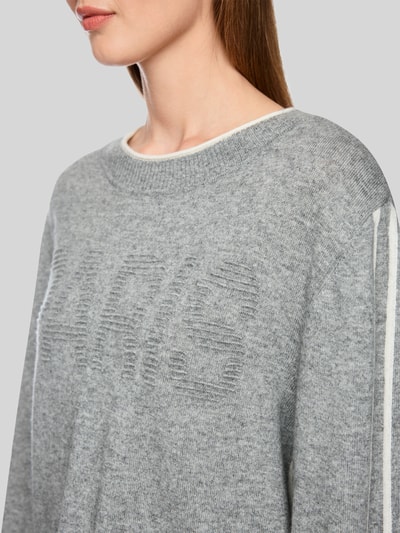 Marc Cain Pullover aus Wolle Alpaka mit Strukturlogo Mittelgrau 3