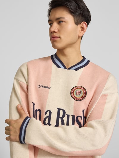 PROHIBITED Strickpullover mit Label-Stitching Modell 'Overdrive' Rosa 3