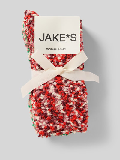 Produktfoto, Sokken aus Effectgaren im Set van 2 van Jake*s Casual, materiaalmix met stretch, nauwsluitend, rood-witte textuur