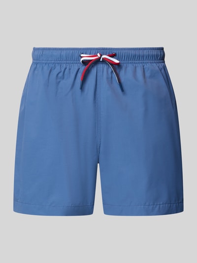 Produktfoto, Badehose mit elastischem Bund und Tunnelzug von MCNEAL in Blau aus Baumwoll-Mix, Regular-Fit, schlichter Look.