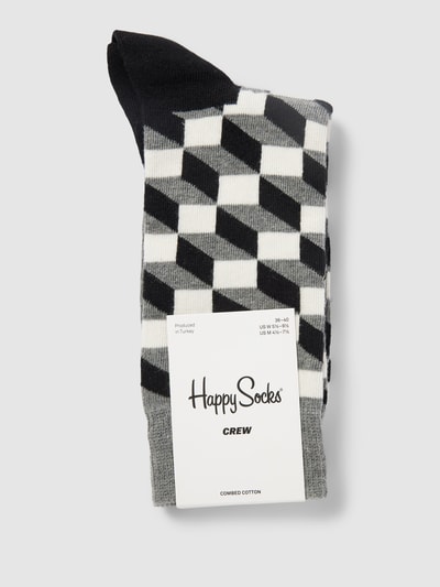 Happy Socks 4-Pack Filled Optic Box, colorées et amusantes, chaussettes pour homme et femme, Noir-Blanc-Gris (36-40
