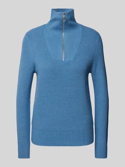 Christian Berg Woman Strickpullover mit Troyer-Kragen Rauchblau Melange 2