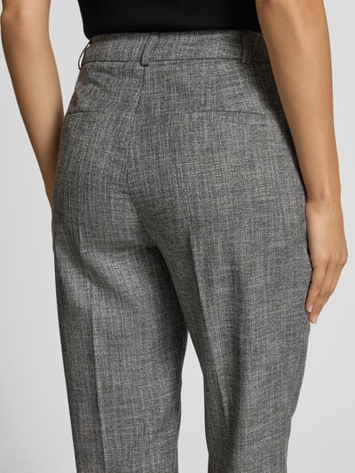 comma Slim fit stoffen broek van viscosemix met persplooien Grafiet - 3