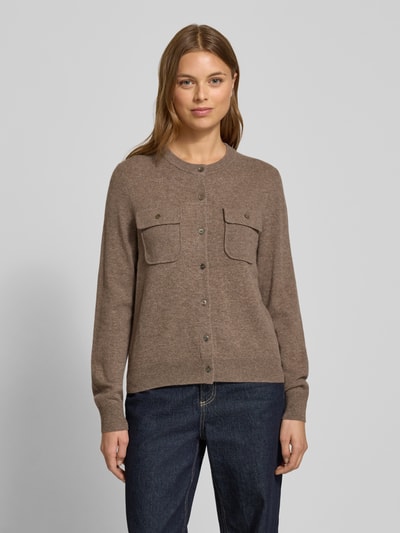 Stefanel Kurtka z dzianiny o kroju regular fit z mieszanki wełny lana i kaszmiru Średniobrązowy 4