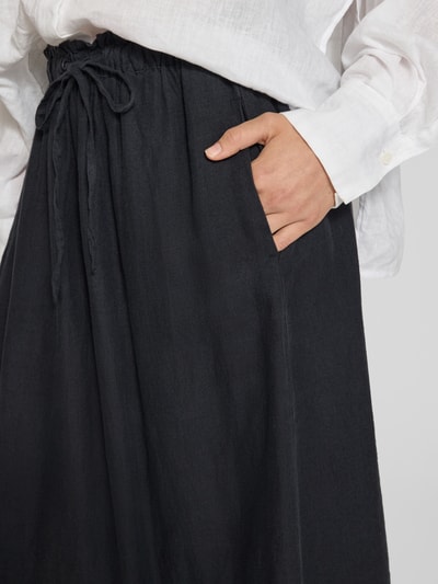 Selected Femme Uitlopende midirok van puur linnen, model 'INNA'  Zwart - 3