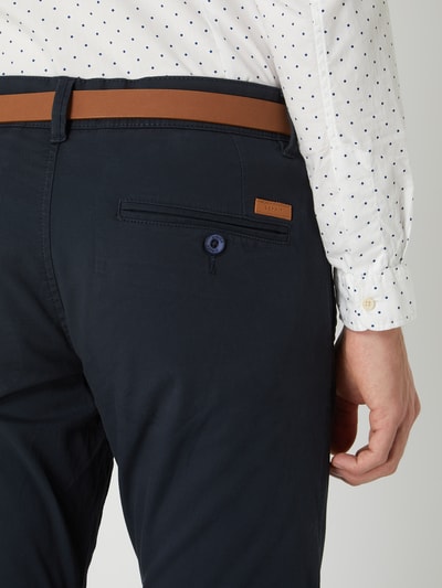 Esprit Slim fit chino met riem Donkerblauw - 3