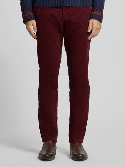 Tommy Hilfiger Spodnie sztruksowe z prostą nogawką z mieszanki bawełny model ‘DENTON’ Ciemnoczerwony 4