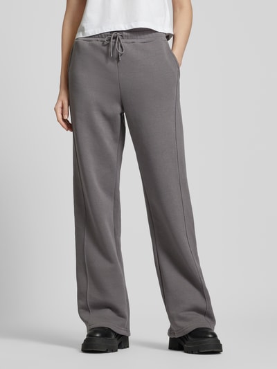 Noisy May Wide leg sweatpants met tunnelkoord, model 'ALDEN' Grafiet - 4