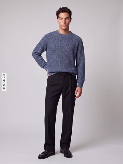 Selected Pullover mit Strickoptik Hellblau 1