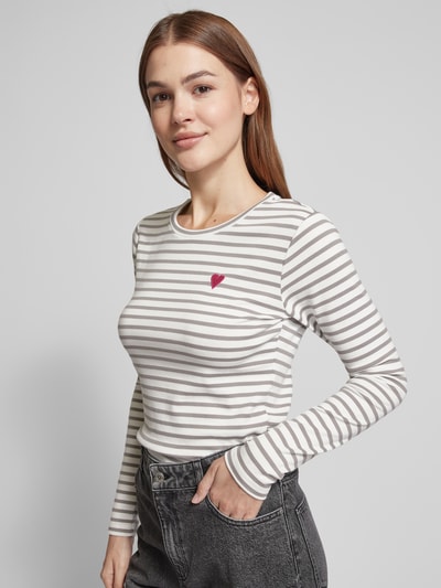 Kaffe Longsleeve mit Motiv-Stitching Modell 'Liddy' Mittelgrau 3