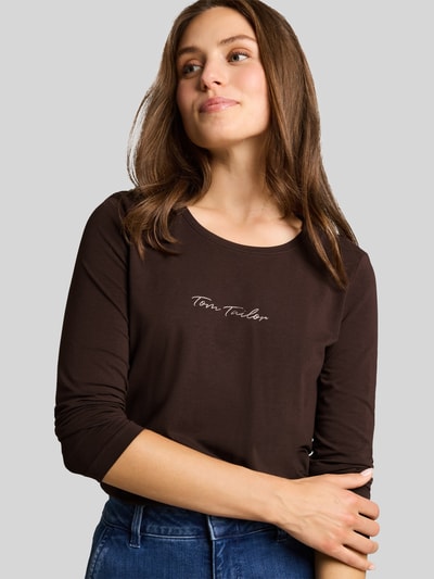Tom Tailor Longsleeve mit Logo-Schriftzug Dunkelbraun 3