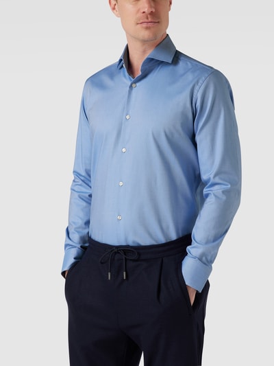 BOSS Modern Fit Slim fit zakelijk overhemd met structuurmotief Bleu - 4