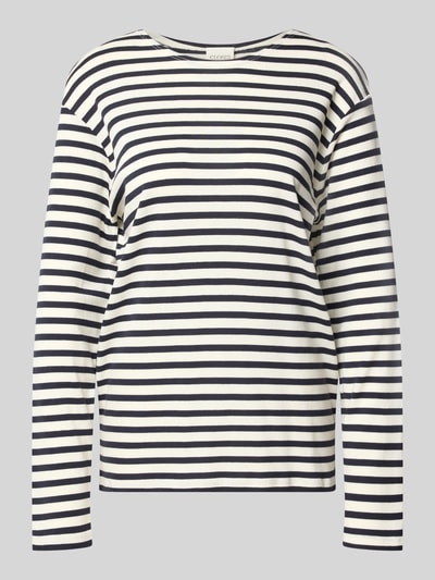 Produktfoto, Longsleeve im Allover-Look mit Rundhalsausschnitt von Closed, Baumwoll-Modal-Mix, Relaxed Fit, schwarz-weiß gestreift