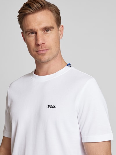 BOSS Green T-Shirt mit Label-Stitching Modell 'Taddy' Weiss 3