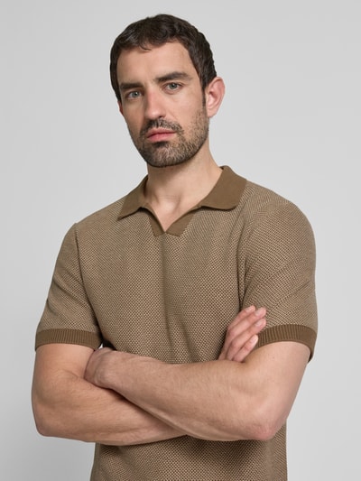 Jack & Jones Premium Regular fit poloshirt met V-hals, model 'CEASTON' Cognac - 3