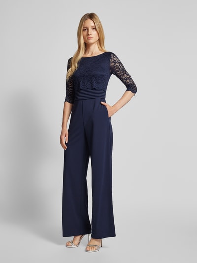 V.M. Jumpsuit mit Spitzenbesatz Dunkelblau 1