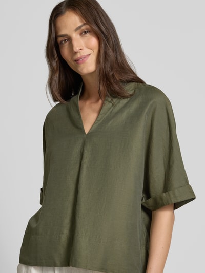 ETERNA Loose Fit Blusenshirt aus Baumwoll-Leinen-Mix Oliv 3