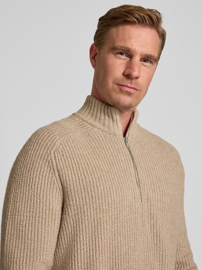 JAKE*S STUDIO MEN Gebreide pullover met opstaande kraag Beige - 3