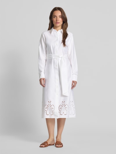 Seidensticker Sukienka koszulowa z haftem angielskim Biały 4